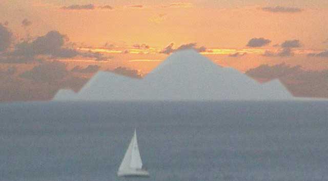 Sunset with Saba and Sailboat
